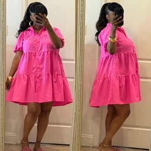Vibrant Pink Babydoll Dress